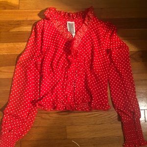 Free People red polka dot button down blouse